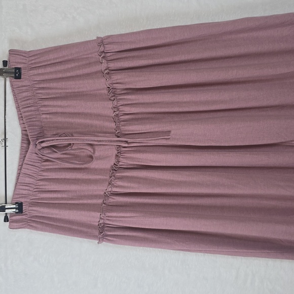 ASVIVID Tiered Ruffle Wide Leg Boho Palazzo Ruffle Trim Lounge Pants Mauve Sz.M - Picture 4 of 13